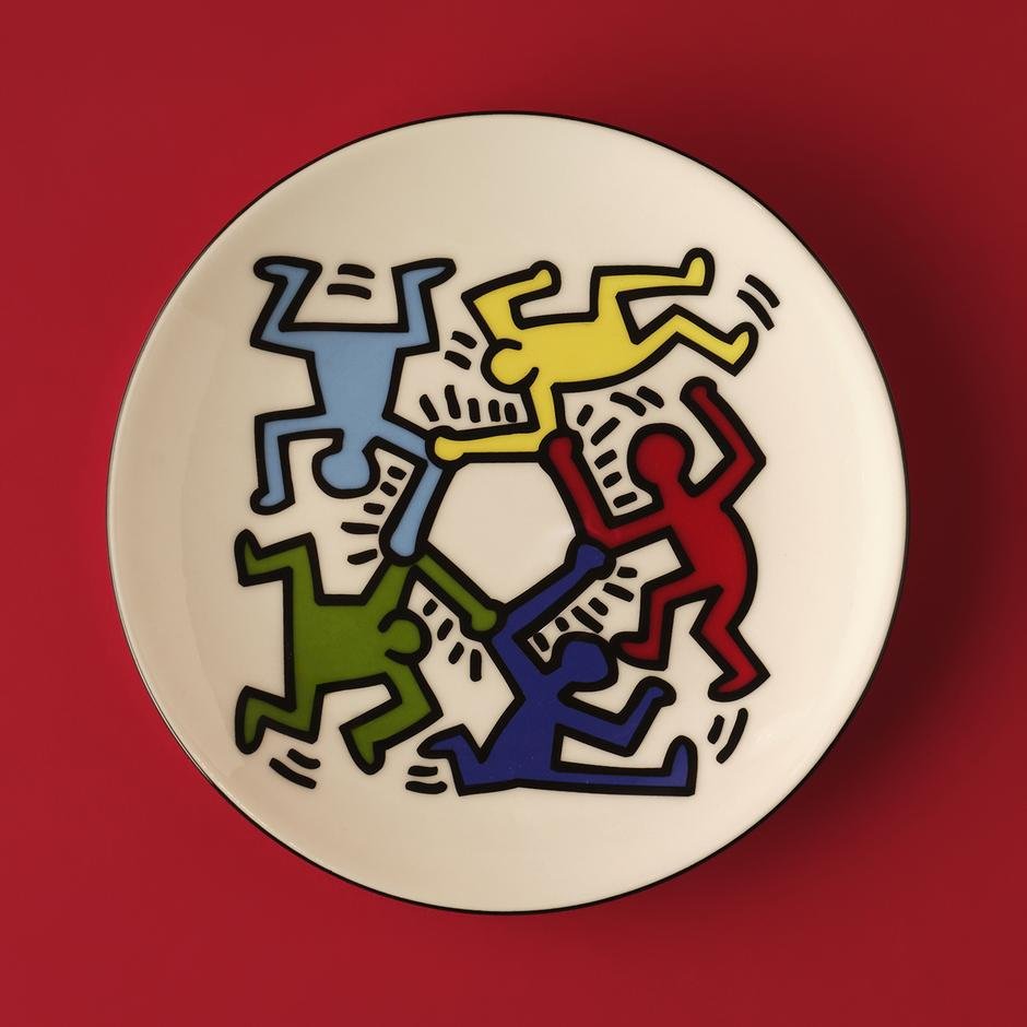  Keith Haring Colored Porselen Pasta Tabağı 4'lü (19 cm)