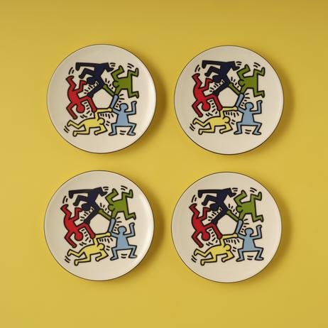Keith Haring Colored Porselen Pasta Tabağı 4'lü (19 cm)