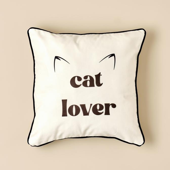 Cat Lover Kırlent Siyah-Beyaz (45x45 cm)