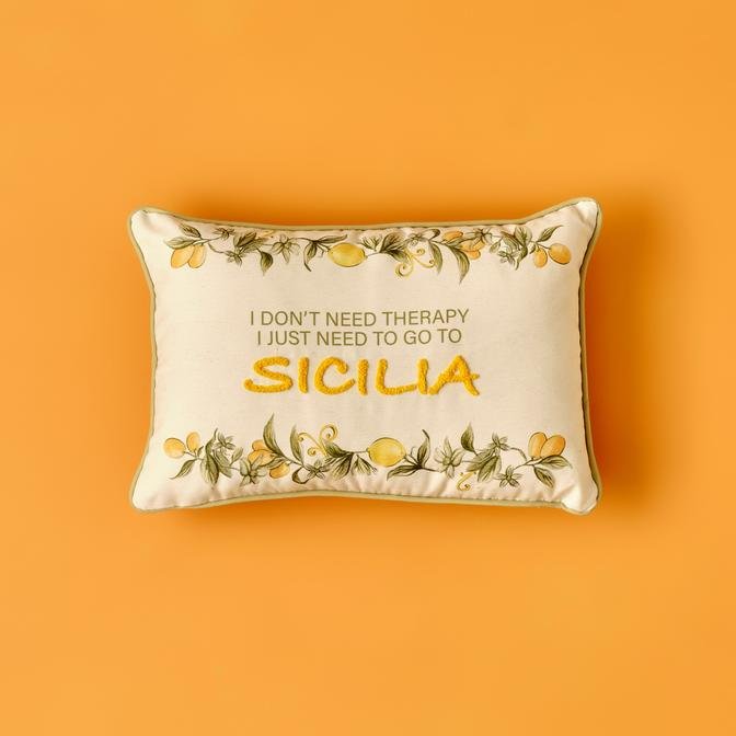 Sicilia Punch Nakışlı Kırlent (35x50 cm)
