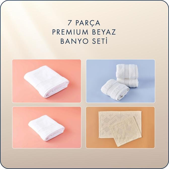7 Parça Premium Beyaz Banyo Seti