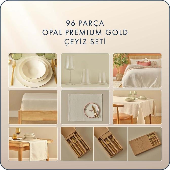 96 Parça Opal Premium Gold Çeyiz Seti