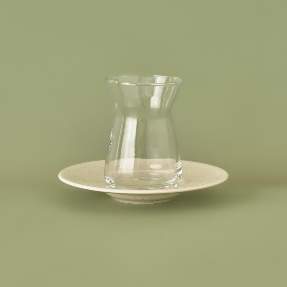  Sand Porselen 6'lı Çay Bardağı Seti Krem (132 cc)