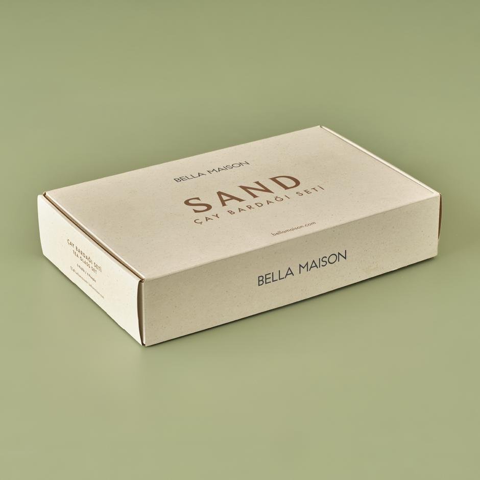  Sand Porselen 6'lı Çay Bardağı Seti Krem (132 cc)