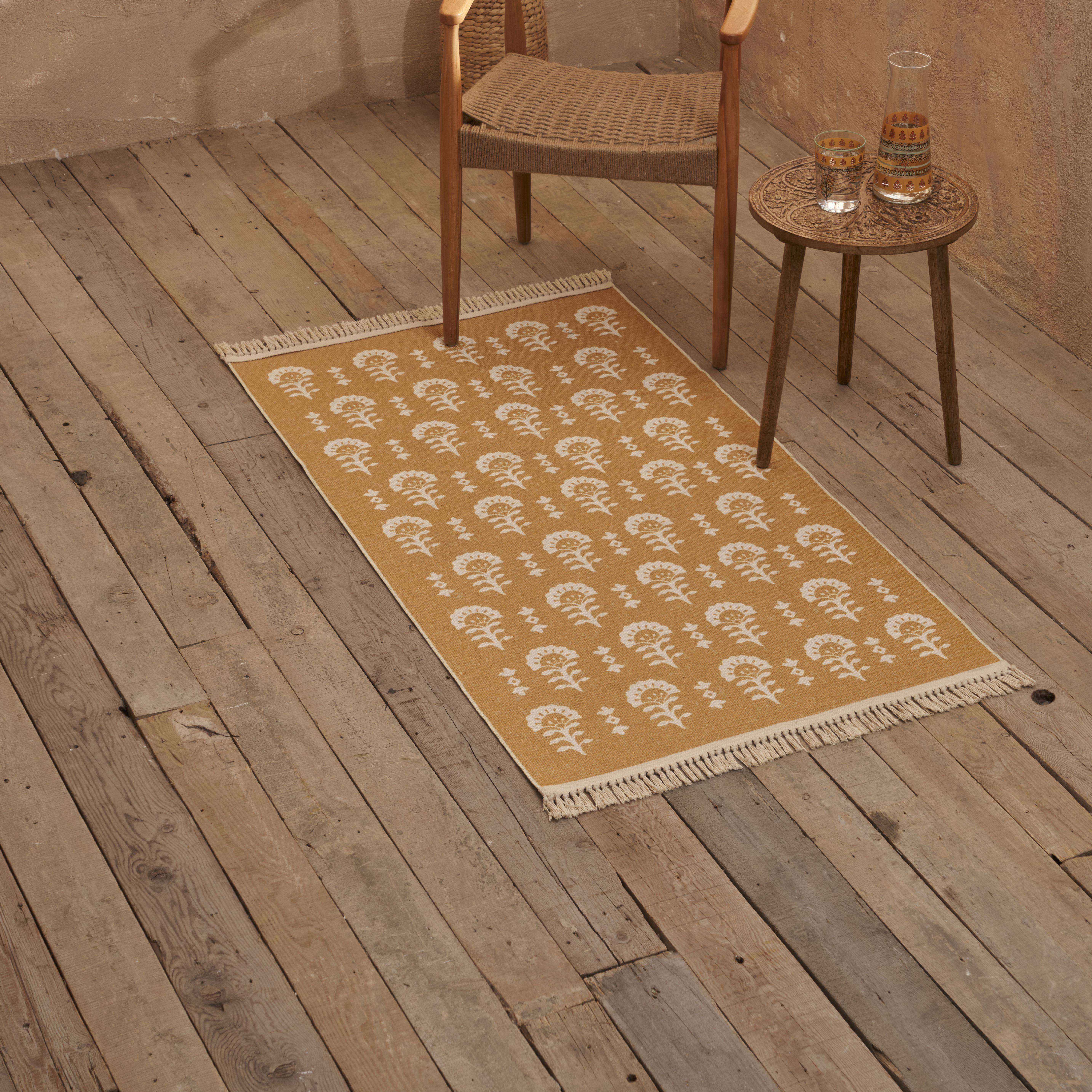 %100 Pamuk Indian Kilim Hardal (80x150 cm)