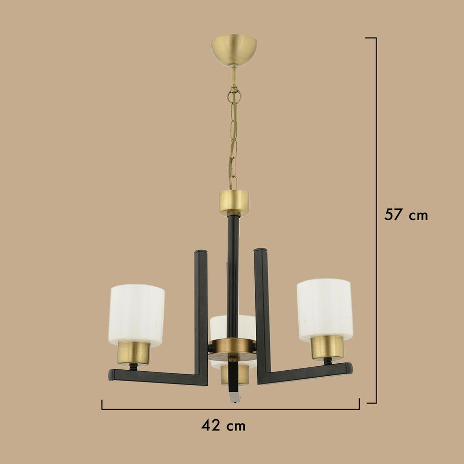  Karya 3'lü Avize Gold-Siyah (42x60 cm)
