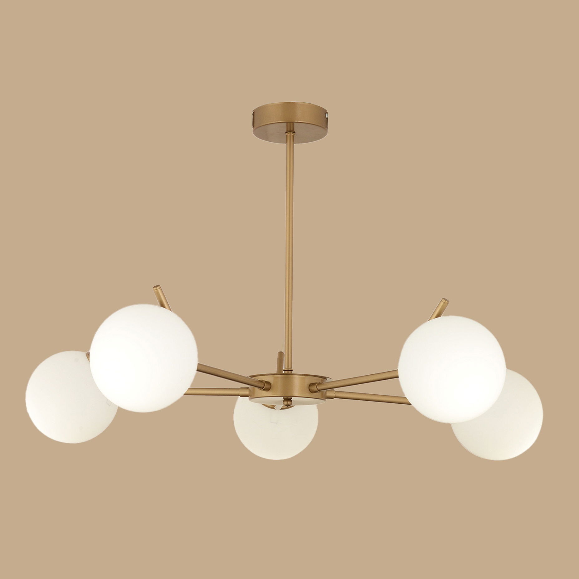 Brody 5'li Beyaz Camlı Avize Eskitme (80x41 cm)