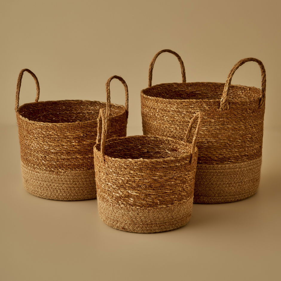  Aster Hasır Dekoratif Sepet Naturel (25x21 cm)