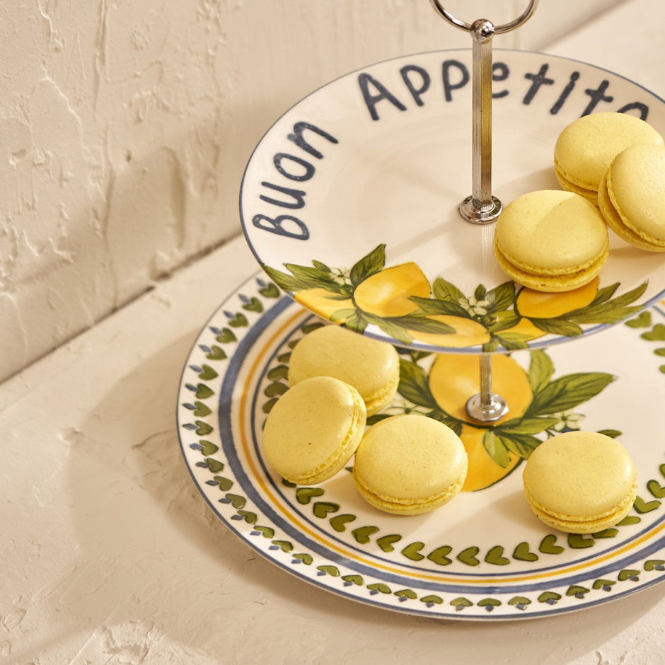  Lemoncello Porselen 2 Katlı Kurabiyelik