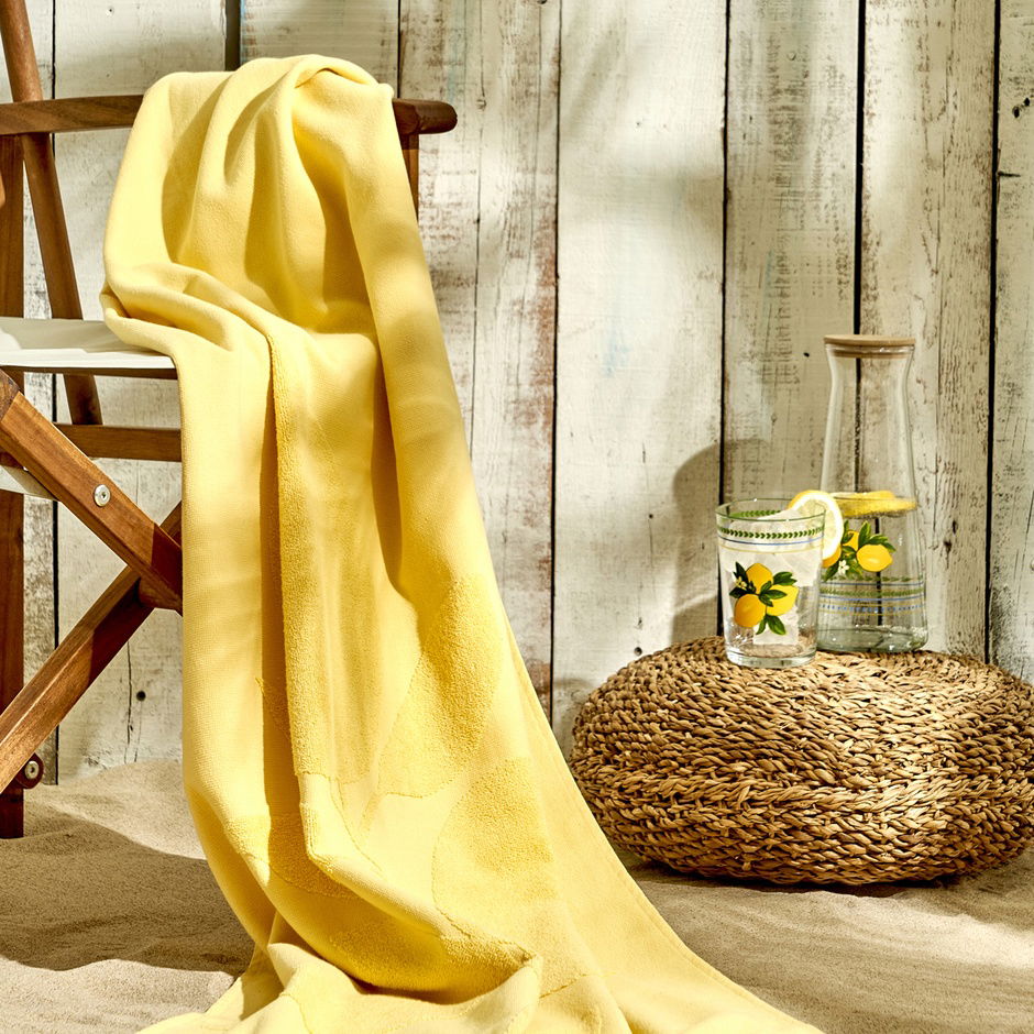  Lemoncello Pamuklu Plaj Havlusu Sarı (70x150 cm)