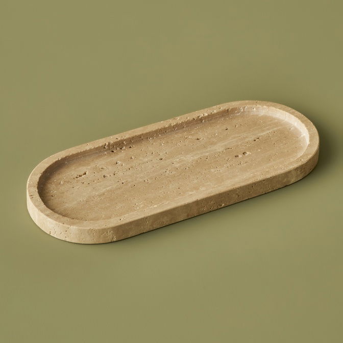 Ephesus Traverten Oval Dekoratif Tabak