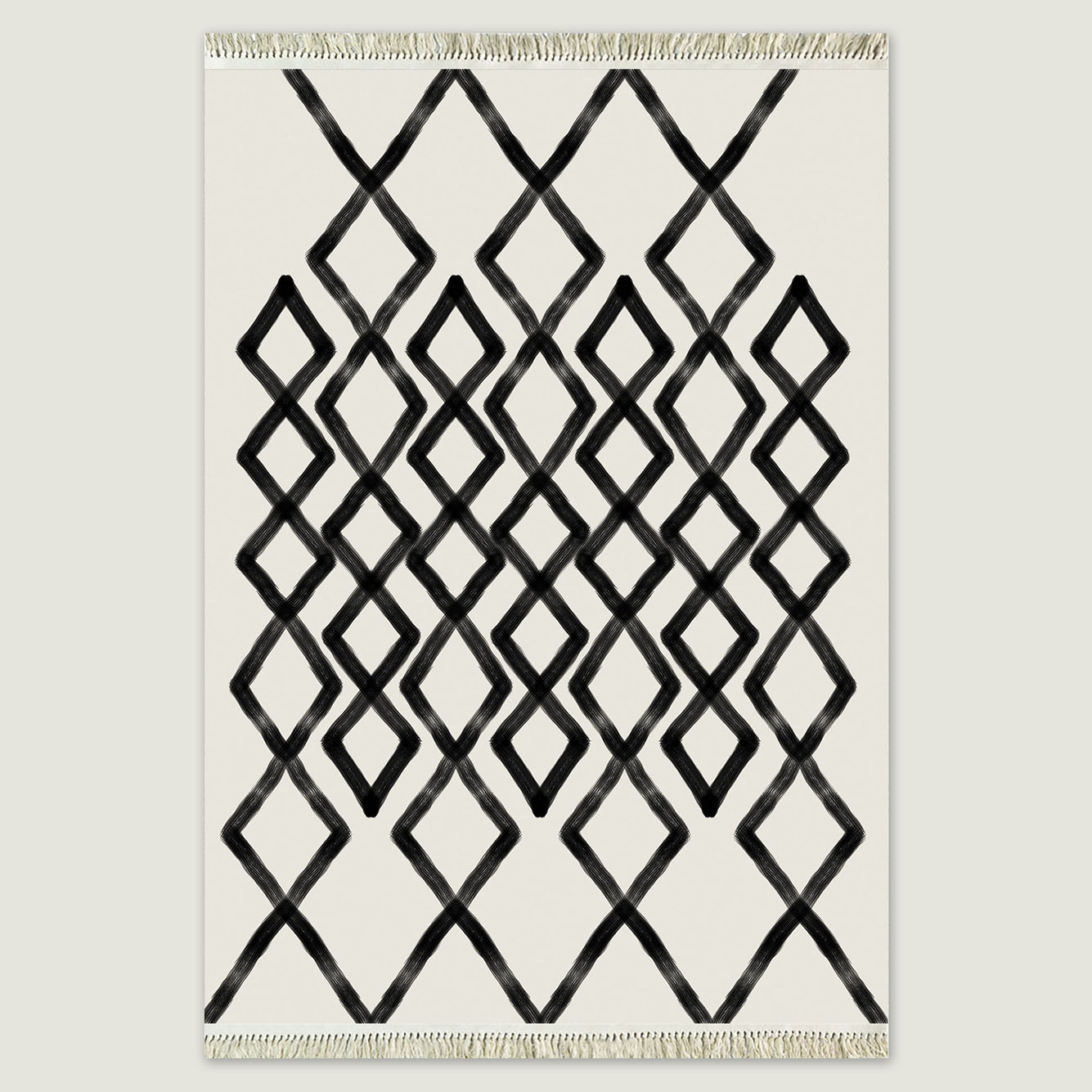 %100 Pamuk Spirit Kilim Beyaz-Siyah (120x180 cm)