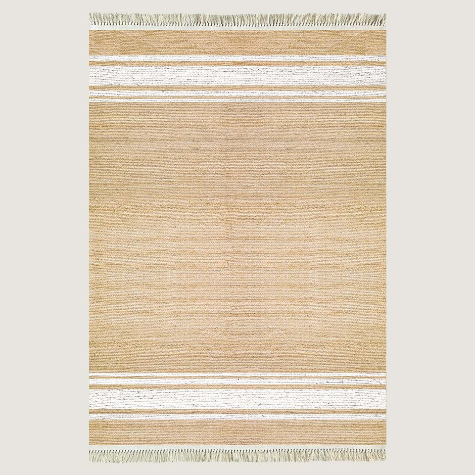  %100 Pamuk Sleek Kilim Naturel-Beyaz (150x230 cm)