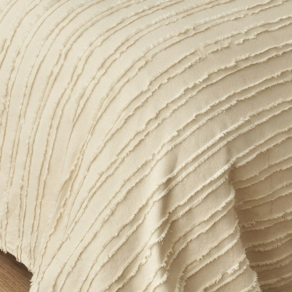  %100 Pamuk Bohemian Çift Kişilik Yatak Örtüsü Seti Krem (240x260 cm)