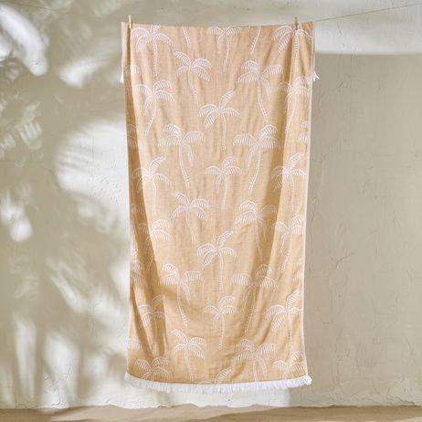 %100 Pamuk Palm Peştemal Hardal (90x160 cm)