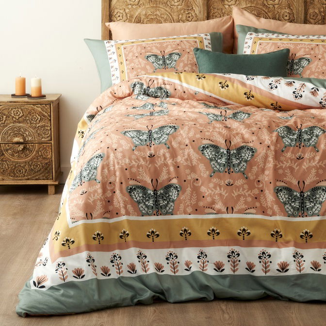 %100 Pamuk Saten Butterfly Çift Kişilik Nevresim Seti (200x220 cm)