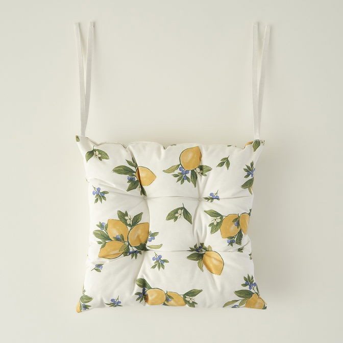Lemoncello Yellow Baskılı Sandalye Minderi Sarı (40x40 cm)
