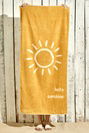  %100 Pamuk Hello Sunshine  Plaj Havlusu Hardal (90x150 cm)