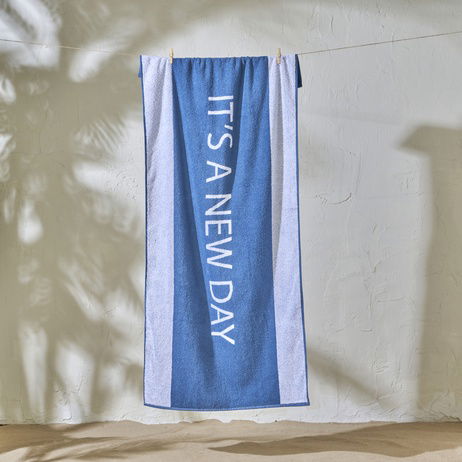 %100 Pamuk It's a New Day Plaj Havlusu Lacivert (90x150 cm)